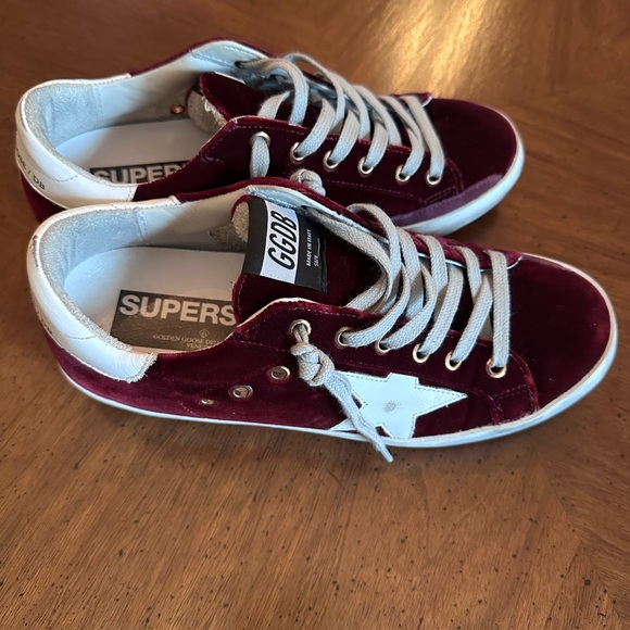 Golden Goose Maroon and White Star Sneakers - Picture 3 of 9